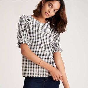 Ann Taylor PLAID KNIT TOP